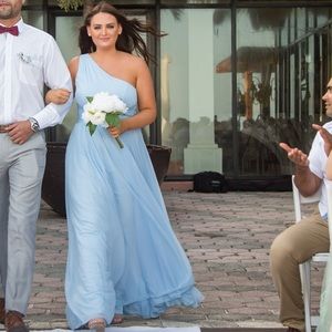 David’s Bridal Bridesmaid dress in Ice Blue chiffon